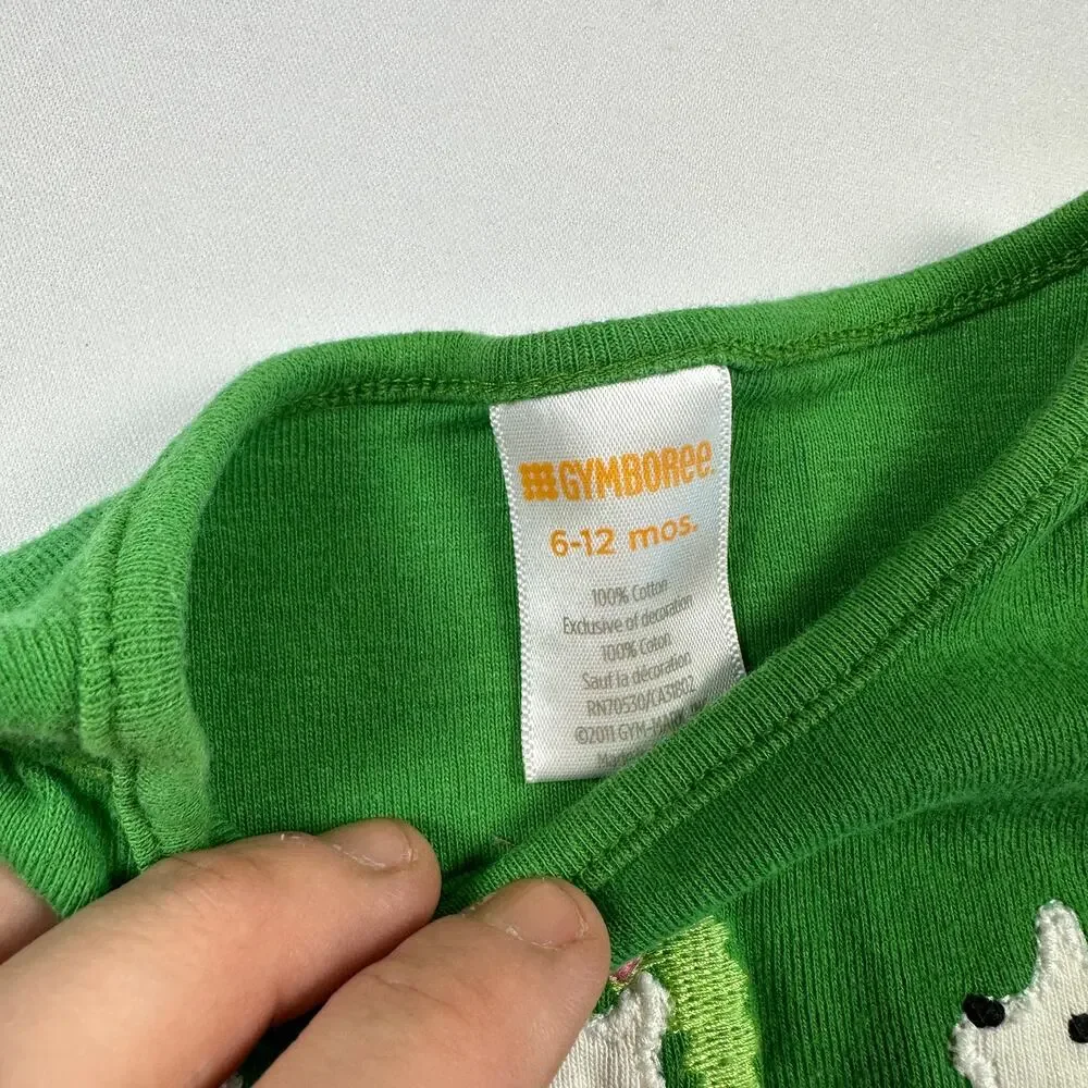 Gymboree Green Winter Westie Terrier Dog Christmas Long Sleeve Top Sz 6-12 mo
